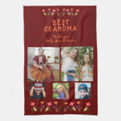 最高のおばあちゃん花5 Photo Collage Keepsake キッチンタオル (縦)