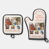 最高のおばあちゃん花5 Photo Collage Keepsake 鍋つかみ&鍋敷きセット (正面)