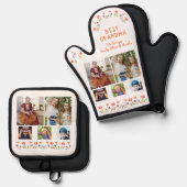 最高のおばあちゃん花5 Photo Collage Keepsake 鍋つかみ&鍋敷きセット (正面/裏面)