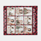 最高のおばあちゃん赤バッファローのプレイド写真コラージュ フリースブランケット (正面(横))