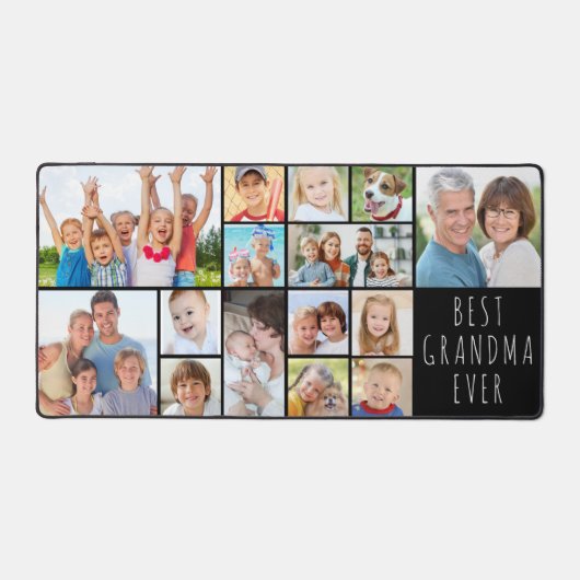 最高のおばあちゃん15枚フォトコラージュカスタム デスクマット (正面)