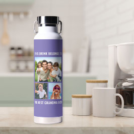 最高のおばあちゃん3枚フォトパープル ウォーターボトル