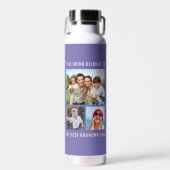 最高のおばあちゃん3枚フォトパープル ウォーターボトル (正面)