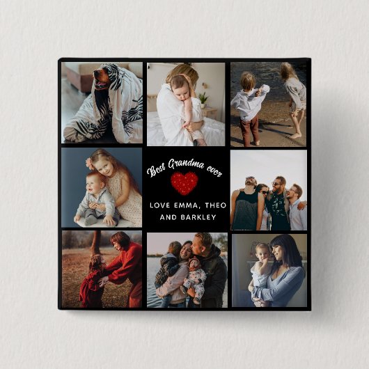 最高のおばあちゃん4枚フォトコラージュおもしろい 缶バッジ (正面)