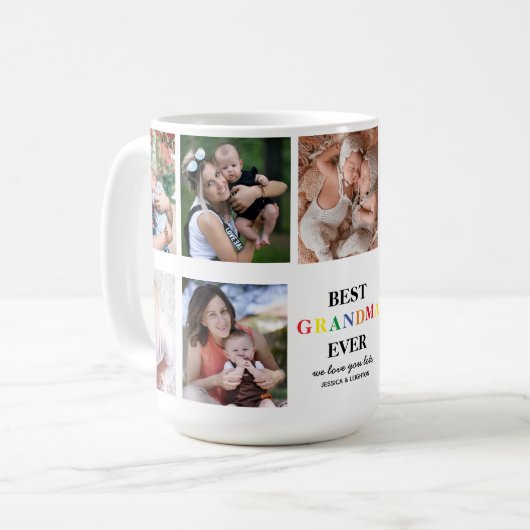 最高のおばあちゃん | かわいい写真コラージュ コーヒーマグカップ (正面左)