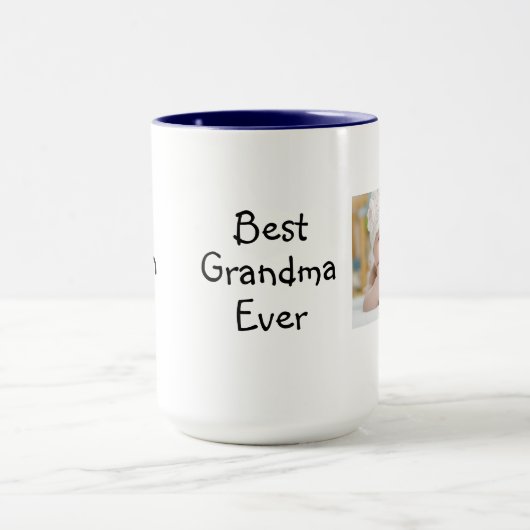 最高のおばあちゃん(または他の親戚)の写真入りカップ マグカップ (中央)