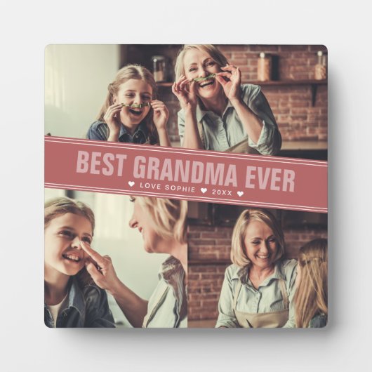 最高のおばあちゃん |カラーブロックフォトコラージュ フォトプラーク (正面)
