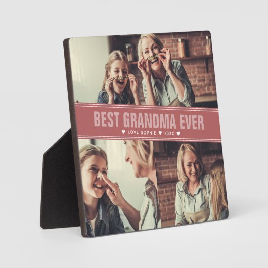 最高のおばあちゃん |カラーブロックフォトコラージュ フォトプラーク (正面)