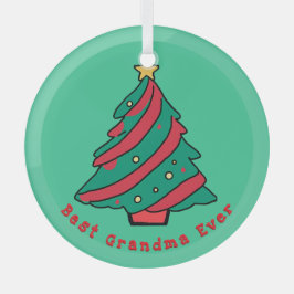最高のおばあちゃん | グリーンクリスマスツリー ガラスオーナメント