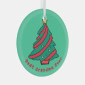 最高のおばあちゃん | グリーンクリスマスツリー ガラスオーナメント (正面右)