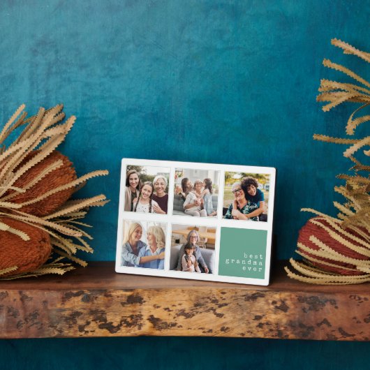 最高のおばあちゃん |コラージュモダン フォトプラーク (側面)