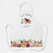 最高のおばあちゃん |トレンディーブルゴーニュ・ボホフローラ エプロン (正面)