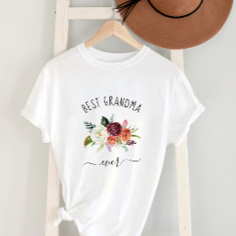 最高のおばあちゃん |トレンディーブルゴーニュ・ボホフローラ Tシャツ