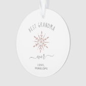 最高のおばあちゃん |バラ金ゴールドスノーフレークと写真 オーナメント (正面)