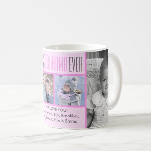 最高のおばあちゃん |ピンクカスタムの写真5コラージュ コーヒーマグカップ (正面右)