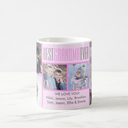 最高のおばあちゃん |ピンクカスタムの写真5コラージュ コーヒーマグカップ (中央)