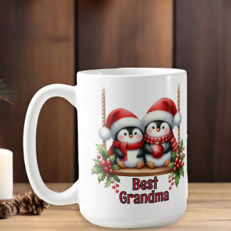 最高のおばあちゃん ペンギンのクリスマス コーヒーマグカップ