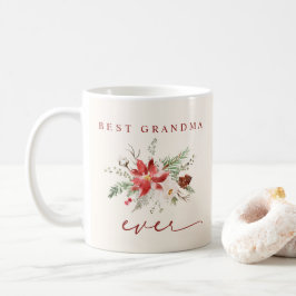 最高のおばあちゃん ポインセチア グリーン クリスマス コーヒーマグカップ