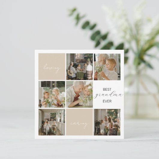 最高のおばあちゃん |写真のコラージュ | Mocha シーズンカード (スタンド正面)