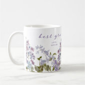 最高のおばあちゃん | 紫かわいらし薄紫花 コーヒーマグカップ (左)