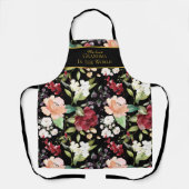 最高のおばあちゃん |黒エレガントフローラ エプロン (正面)