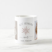 最高のおばあちゃん | 2枚のフォトバラ金ゴールドスノーフレーク コーヒーマグカップ (中央)
