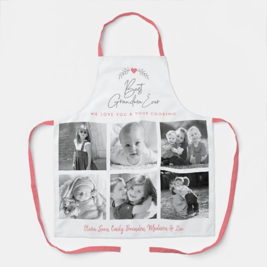 最高のおばあちゃんEver Kitchen Chef 6フォトコラージュ エプロン (正面)