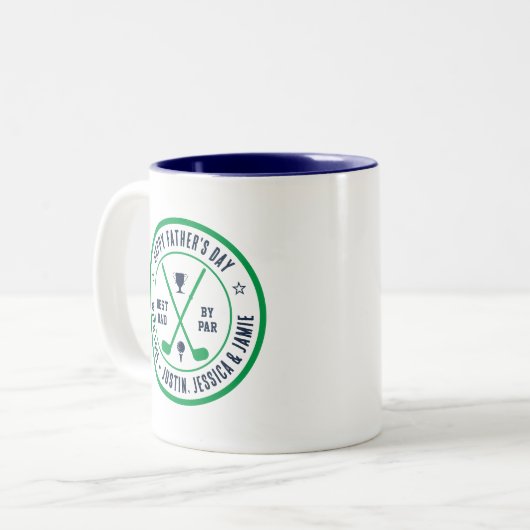 最高のおもしろいパパバイパー名前をカスタムするゴルフクラブロゴ ツートーンマグカップ (正面左)
