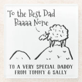 最高のおもしろいパパ羊ことわざアプン ガラスコースター (正面)