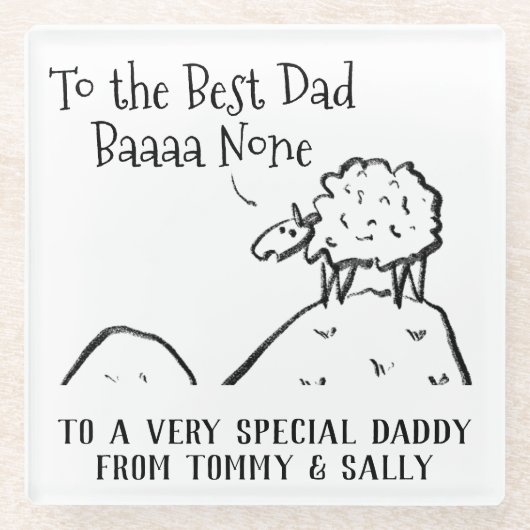 最高のおもしろいパパ羊ことわざアプン ガラスコースター (正面)