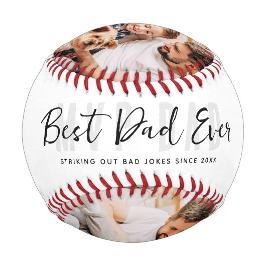 最高のおもしろいパパ3枚モダン写真お父さんの日 野球ボール (正面)