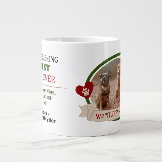 最高のおもしろい可愛い写真犬 ジャンボコーヒーマグカップ (正面)