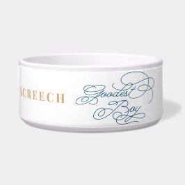 最高のおもしろい男の子エレガントの上品な白い犬 ボウル