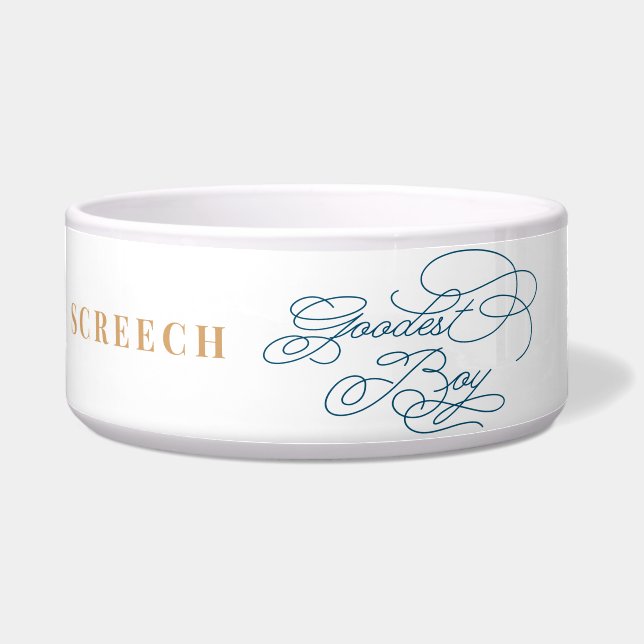 最高のおもしろい男の子エレガントの上品な白い犬 ボウル (正面)