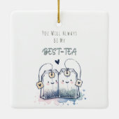 最高のおもしろい茶プリン笑い友ハッピーバースデー セラミックオーナメント (裏面)