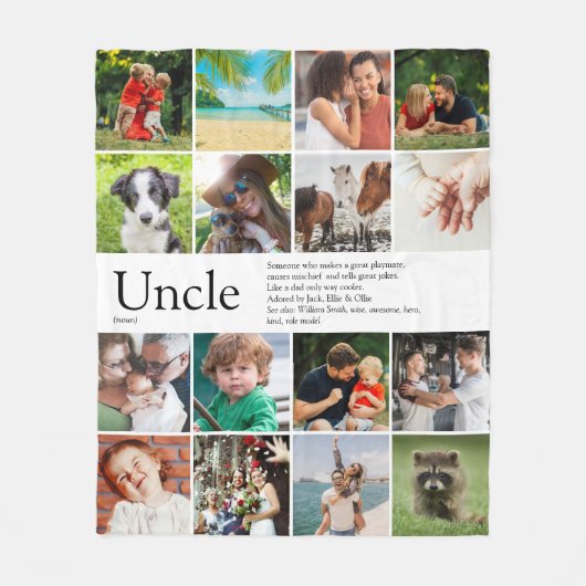 最高のお叔父さん、Funcleの定義 16枚の写真 フリースブランケット (正面)