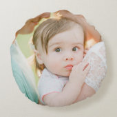 最高のお婆ちゃん水色の葉リース写真 ラウンドクッション (裏面)