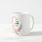 最高のお曾祖母様 ピンクの花とゴールド コーヒーマグカップ (正面右)
