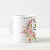 最高のお曾祖母様 ピンクの花とゴールド コーヒーマグカップ (正面左)