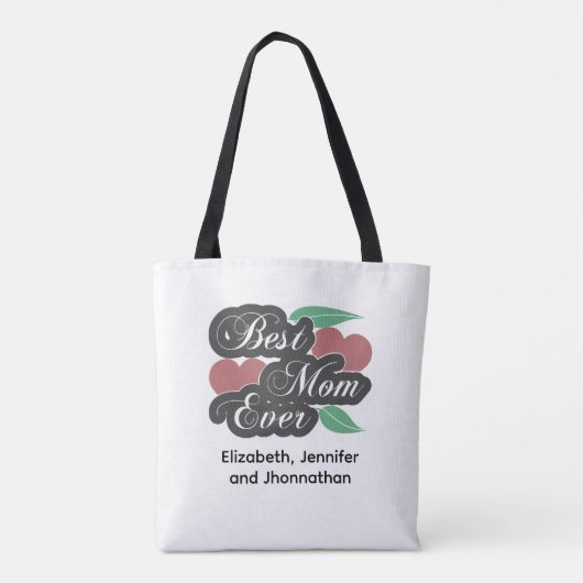 最高のお母さんかわいいハート写真コラージュ家族の名前 トートバッグ (裏面)