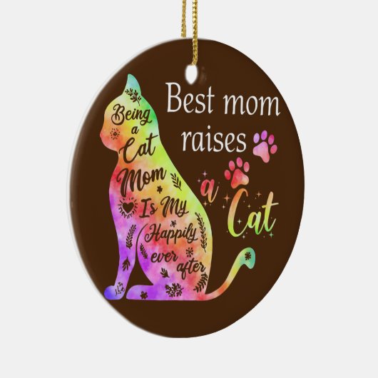 最高のお母さんが猫好き猫母ライフ母を育てる セラミックオーナメント (右)