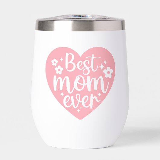 最高のお母さんは花でピンクのハート (正面)