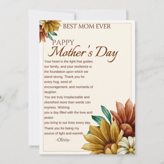 最高のお母さんエレガントの日の吹き出物 シーズンカード (正面)