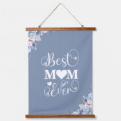 「最高のお母さんエレガント」青いフローラ 吊り下げ型タペストリー (正面)