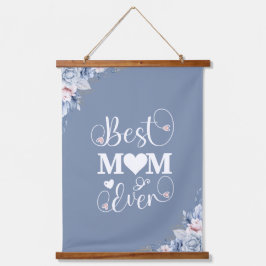 「最高のお母さんエレガント」青いフローラ 吊り下げ型タペストリー