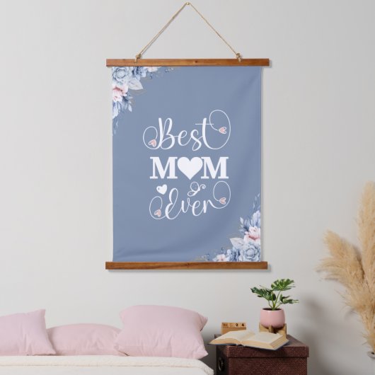 「最高のお母さんエレガント」青いフローラ 吊り下げ型タペストリー (寝室)