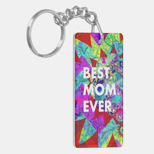 最高のお母さんカラフルの抽象芸術お母さんの日の贈り物 キーホルダー (正面左)