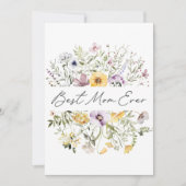 最高のお母さんカラフル水色ワイルドフラワー カード (正面)