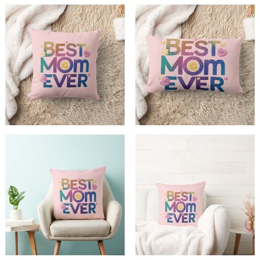 最高のお母さんハートと花 ランバークッション