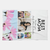 最高のお母さんピンクの花4子供の写真 キッチンタオル (横)